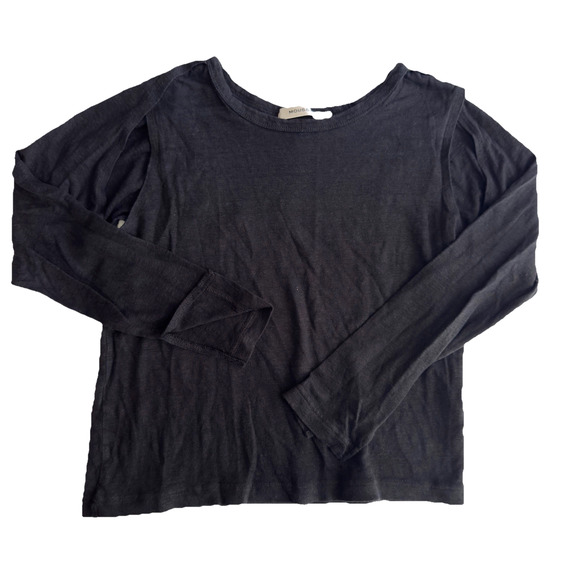 Moussy Crew Neck Twofer Linen Top Womens Size Free Muscle Tee W/ Shrug Black99 - Picture 1 of 8